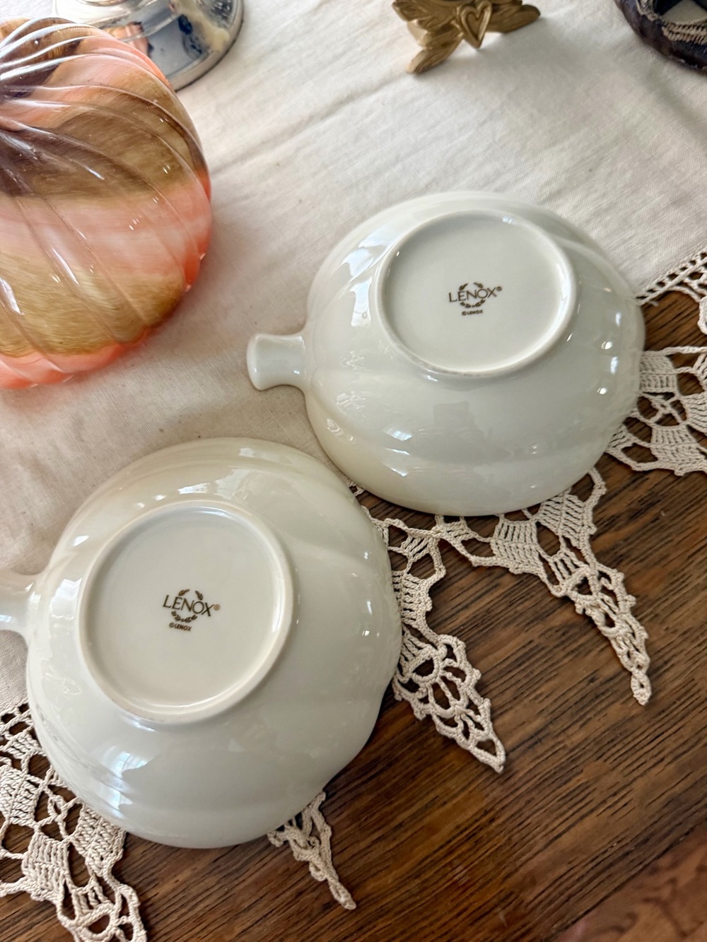 Vintage Lenox Gold-Rim Fall Pumpkin Bowls - Picture 5 of 5